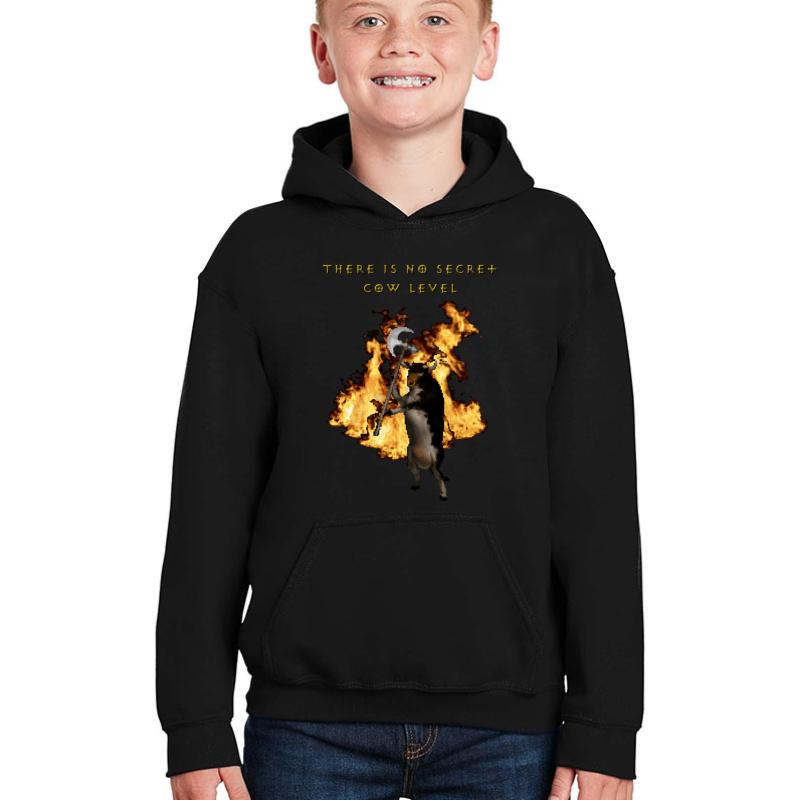 There Is No Secret Cow Level Youth Hooded Sweatshirt Boy Black