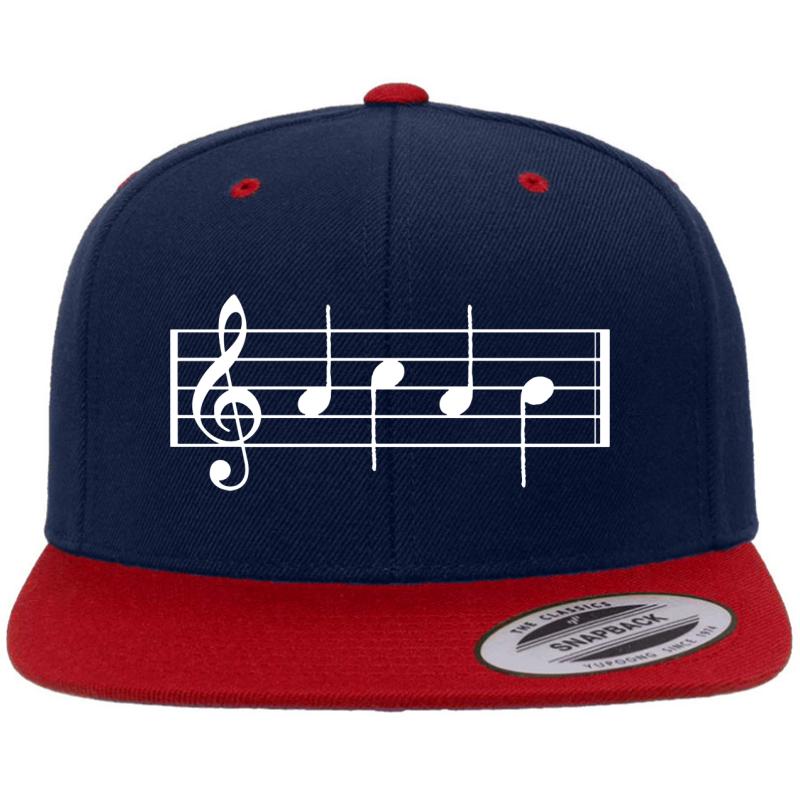 Acab In Musical Notes Premium Flat Bill Snapback Cap  Navy