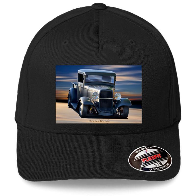 1934 Ford V8 Pickup Flexfit Baseball Cap  Black