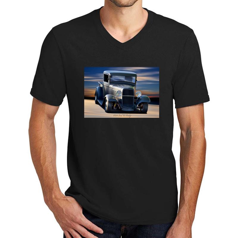 1934 Ford V8 Pickup Unisex V-Neck T-Shirt Men Black