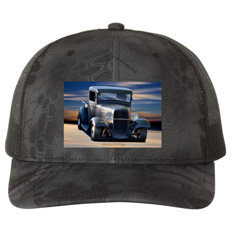 1934 Ford V8 Pickup Richardson Premium Trucker Snapback Cap  Kryptek Typhon Black