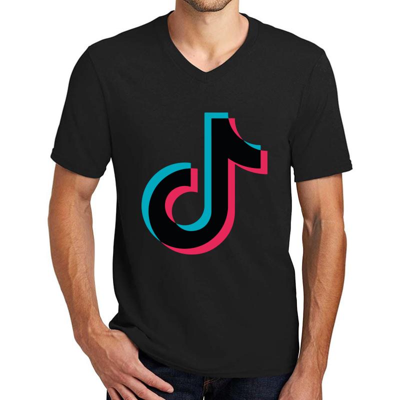 Tiktok Logo Unisex V-Neck T-Shirt Men Black