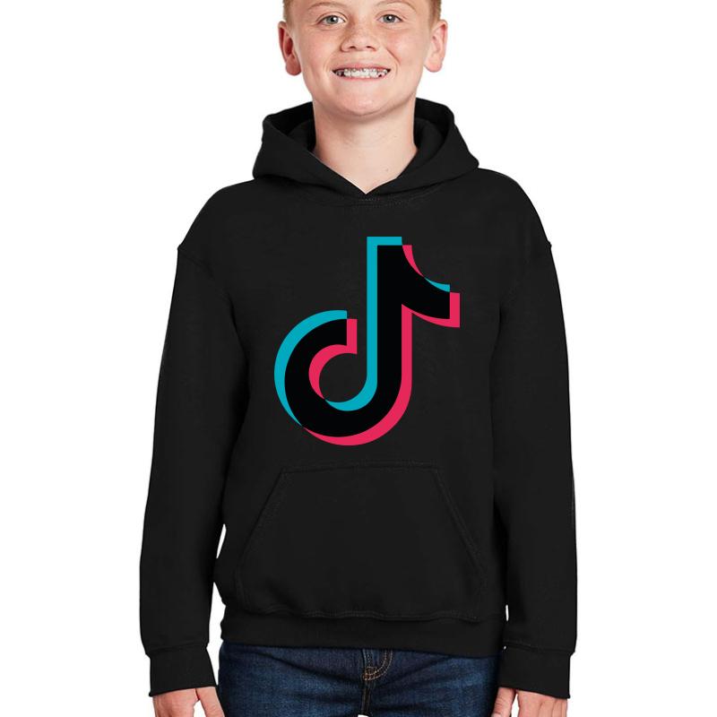 Tiktok Logo Youth Hooded Sweatshirt Boy Black