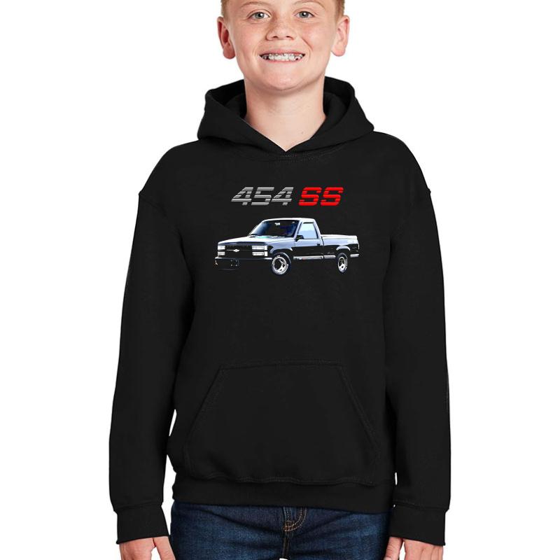 1990 Chevy Pickup 454 Ss Youth Hooded Sweatshirt Boy Black