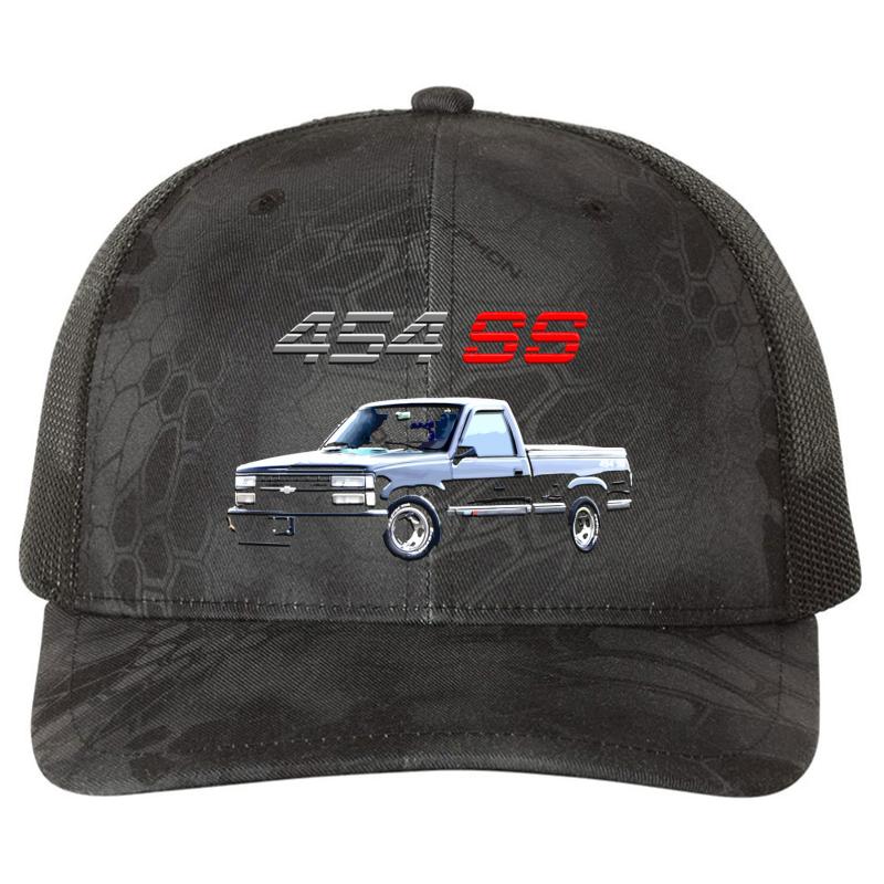 1990 Chevy Pickup 454 Ss Richardson Premium Trucker Snapback Cap  Kryptek Typhon Black