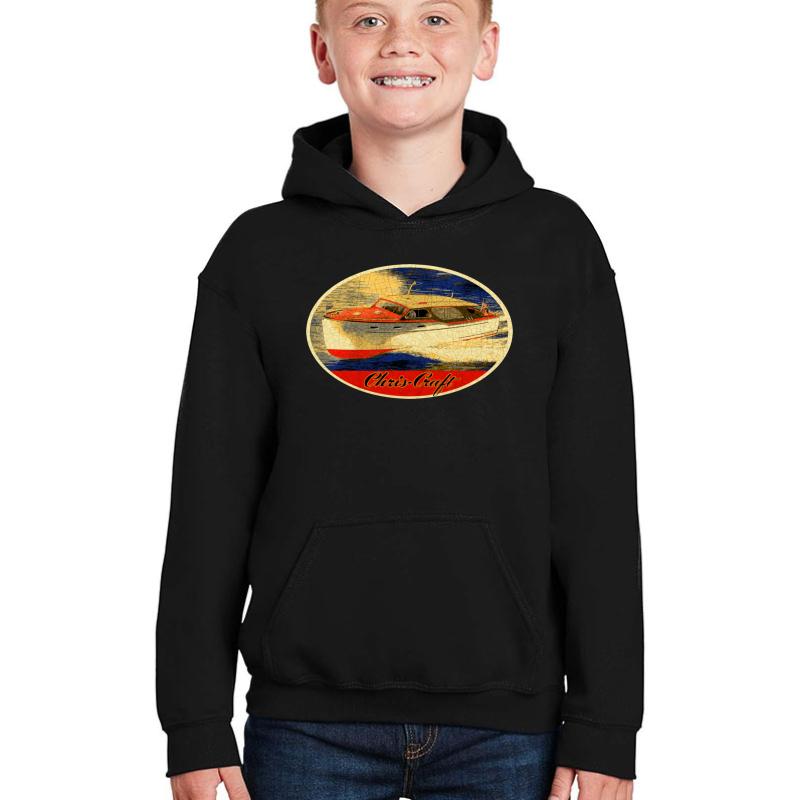 Vintage Chris Craft Boats Usa Youth Hooded Sweatshirt Boy Black