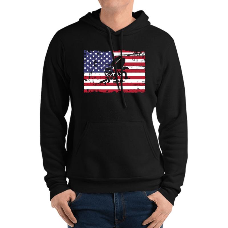 U.S. Navy Seabees American Flag Seabee Logo Unisex Hooded Sweatshirt Men Black