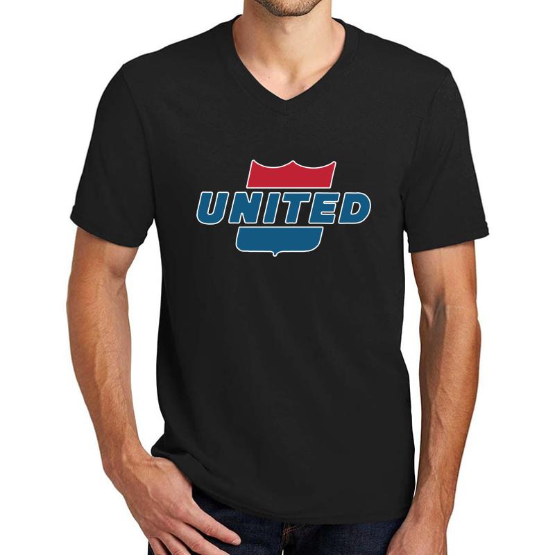 Vintage United Airlines Sign Unisex V-Neck T-Shirt Men Black