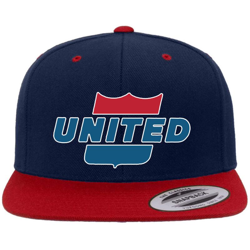 Vintage United Airlines Sign Premium Flat Bill Snapback Cap  Navy