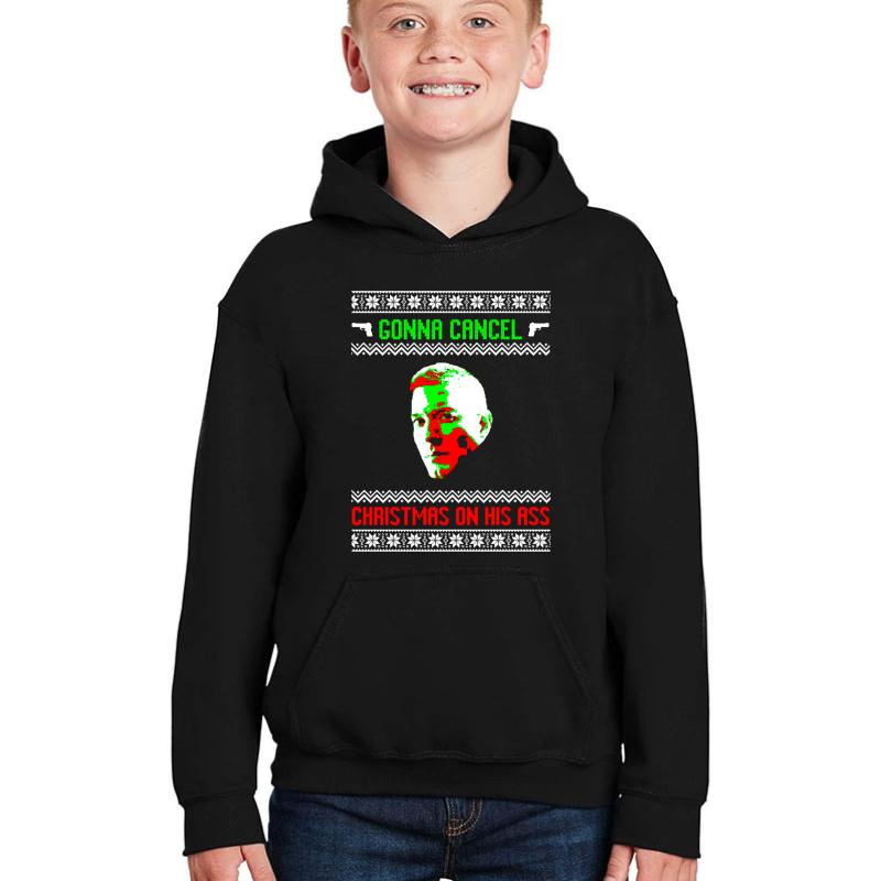 Tommy Egan Cancel Christmas Design Youth Hooded Sweatshirt Boy Black