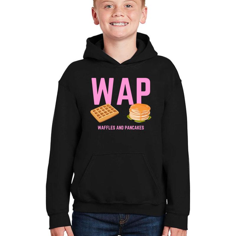 Wap Waffles And Pancakes Youth Hooded Sweatshirt Boy Black