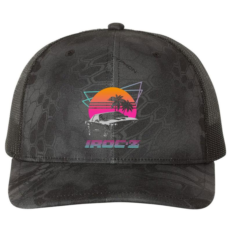 1980'S Retro Wave Chevy Camaro Iroc-Z Black Richardson Premium Trucker Snapback Cap  Kryptek Typhon Black