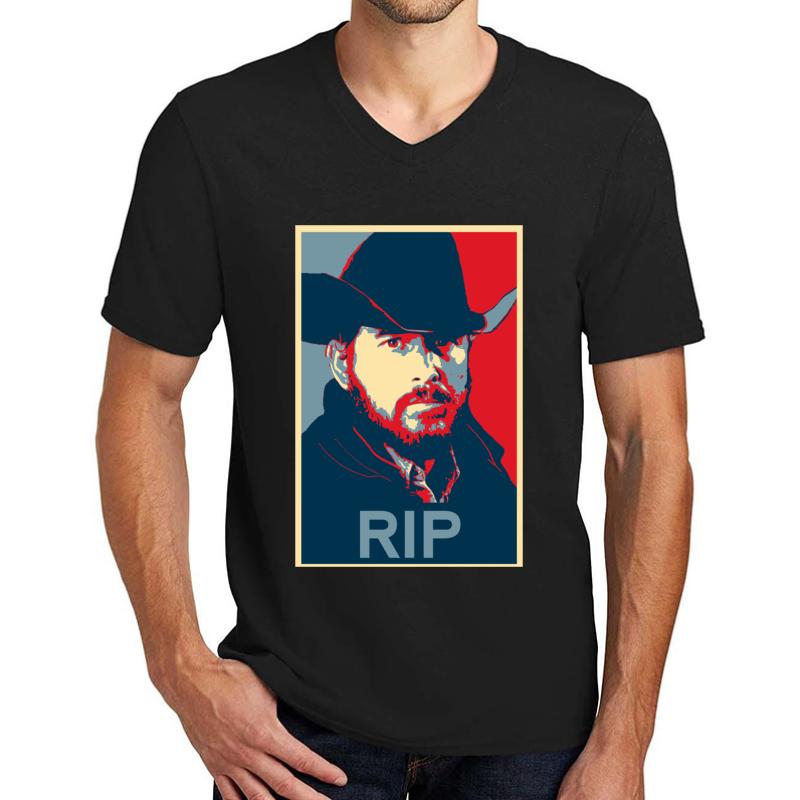 Yellowstone Rip Face Hope Pattern Unisex V-Neck T-Shirt Men Black