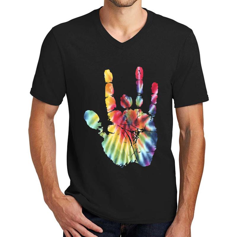 Tie-Dye-Jerry-Garcia Hand Grateful.Dead Unisex V-Neck T-Shirt Men Black