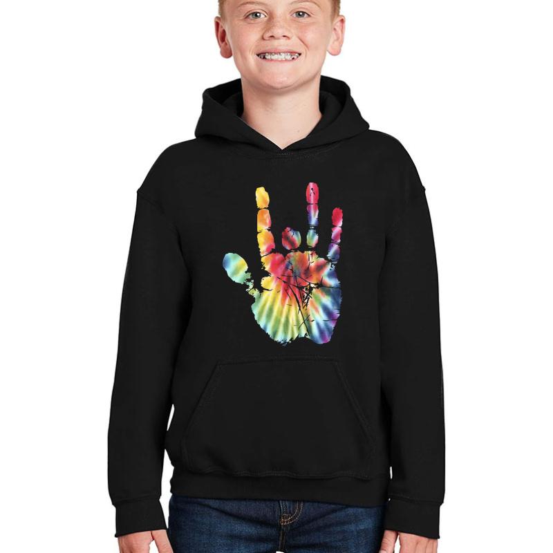 Tie-Dye-Jerry-Garcia Hand Grateful.Dead Youth Hooded Sweatshirt Boy Black