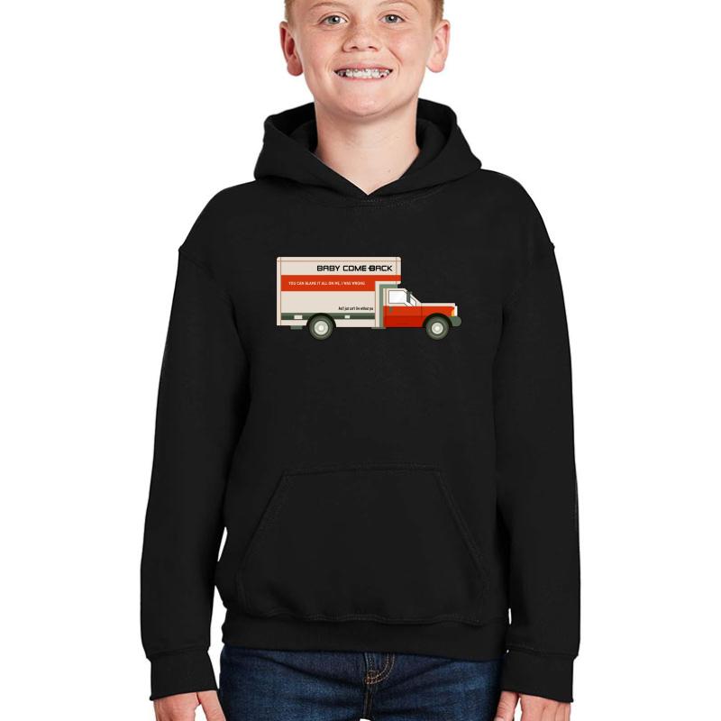 70S U-Haul Truck Youth Hooded Sweatshirt Boy Black