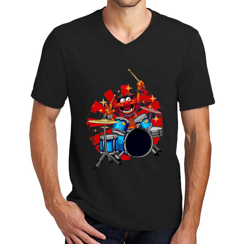 Animal Drummer The Muppets Show Unisex V-Neck T-Shirt Men Black