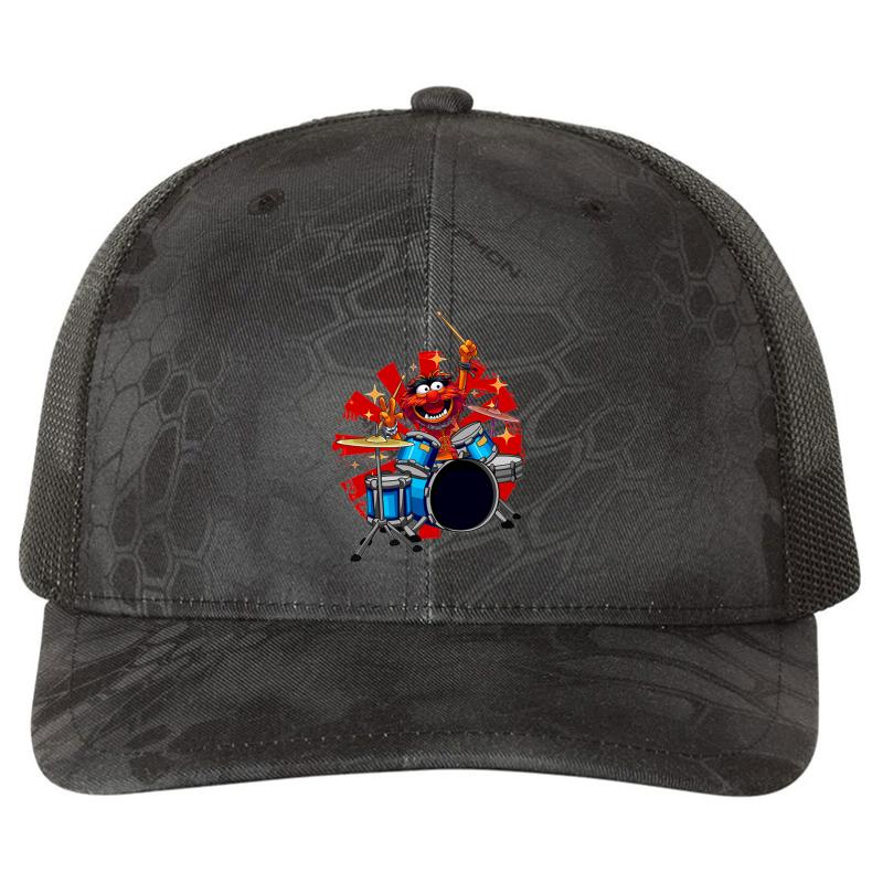 Animal Drummer The Muppets Show Richardson Premium Trucker Snapback Cap  Kryptek Typhon Black