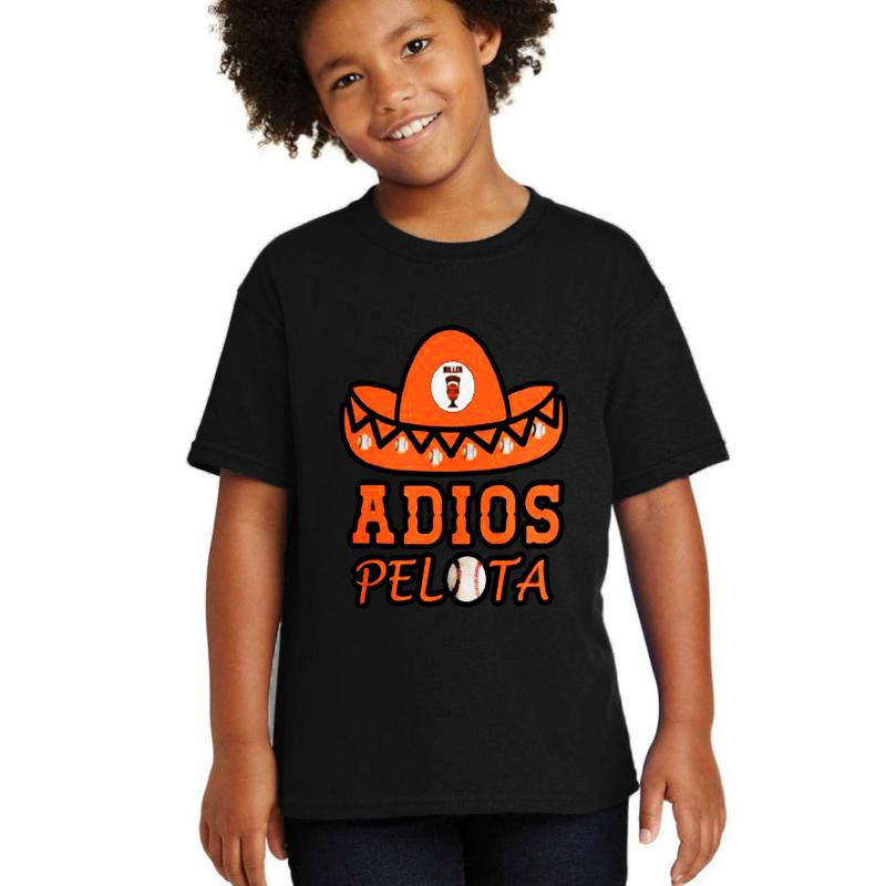 Adios Pelota San Francisco Baseball Shirt Youth T-Shirt Boy Black