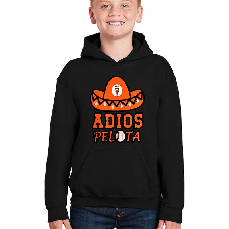 Adios Pelota San Francisco Baseball Shirt Youth Hooded Sweatshirt Boy Black