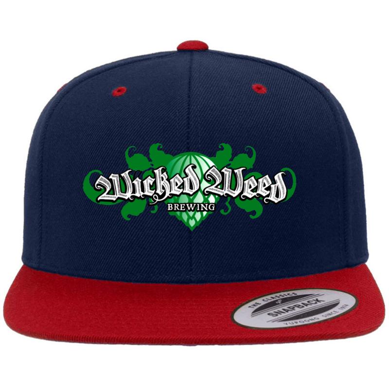 Wicked Weed Brewery Asheville Nc Premium Flat Bill Snapback Cap  Navy