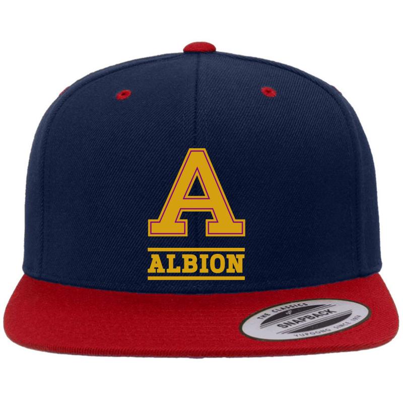 Albion College Premium Flat Bill Snapback Cap  Navy