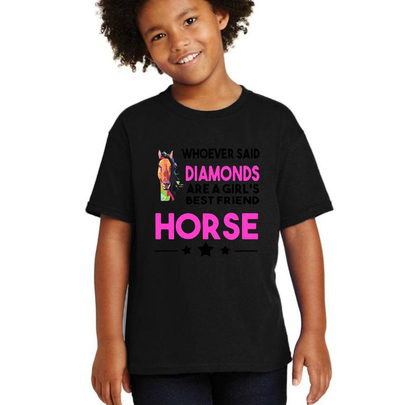 Whoever Said Diamonds Are A Girl's Best Friend Horse Youth T-Shirt Boy Black