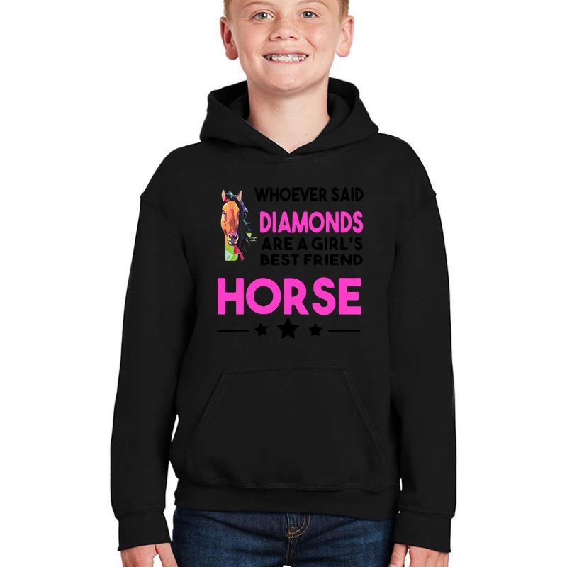 Whoever Said Diamonds Are A Girl's Best Friend Horse Youth Hooded Sweatshirt Boy Black