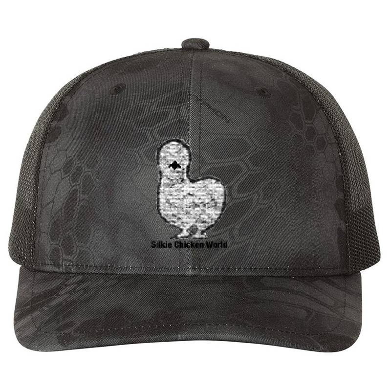 Splash Silkie (Repeating Pattern and Smaller Logo) - Silkie Chicken World Premium Flat Bill Snapback Caps