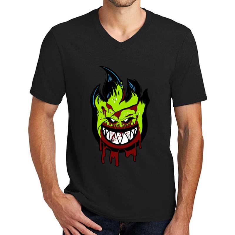 Zombie Supermarine Spitfire Logo Unisex V-Neck T-Shirt Men Black