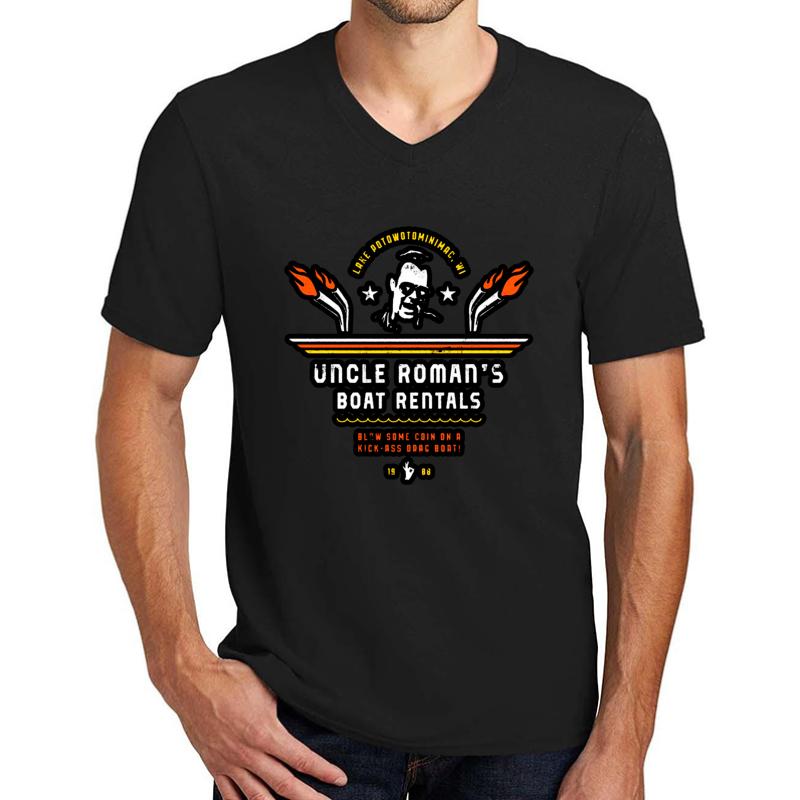 Uncle Roman's Boat Rentals Funny Shirt Unisex V-Neck T-Shirt Men Black