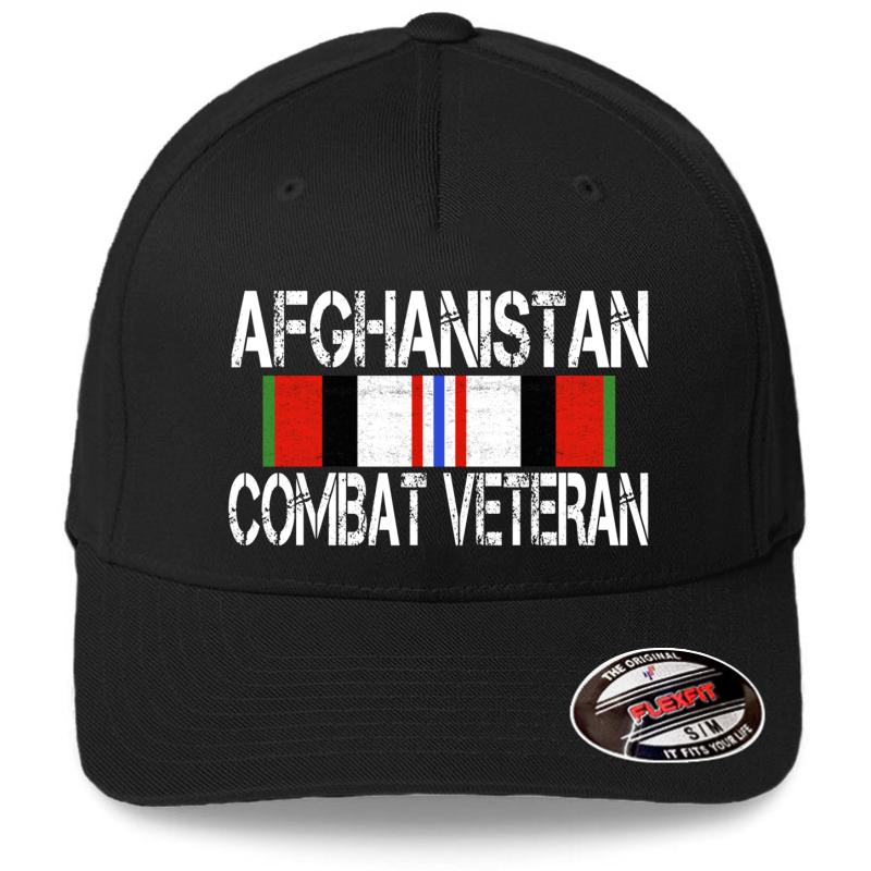 Afghanistan Combat Veteran Flexfit Baseball Cap  Black