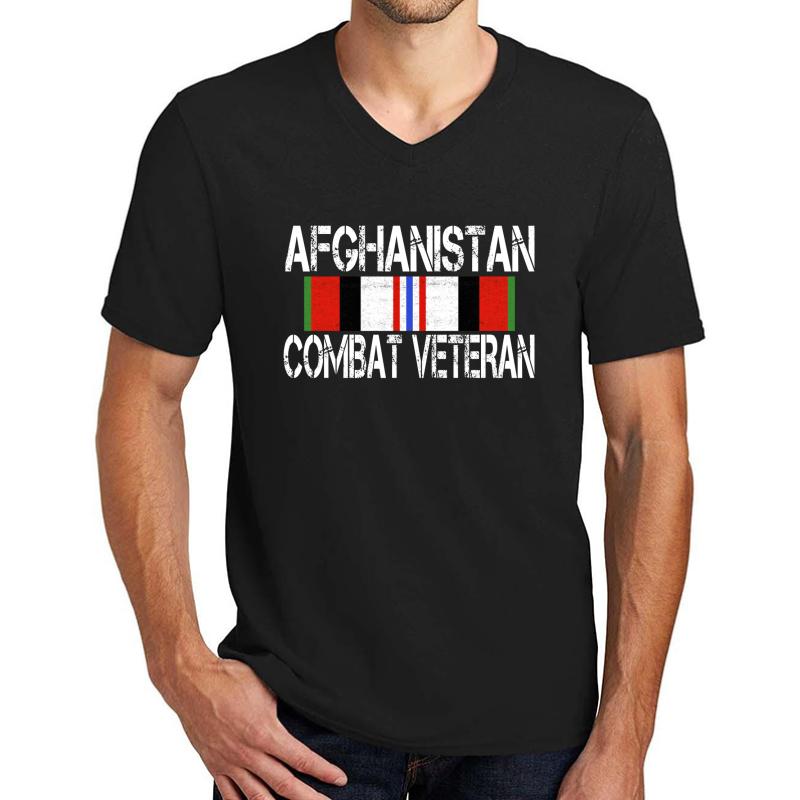 Afghanistan Combat Veteran Unisex V-Neck T-Shirt Men Black