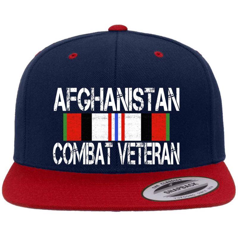 Afghanistan Combat Veteran Premium Flat Bill Snapback Cap  Navy