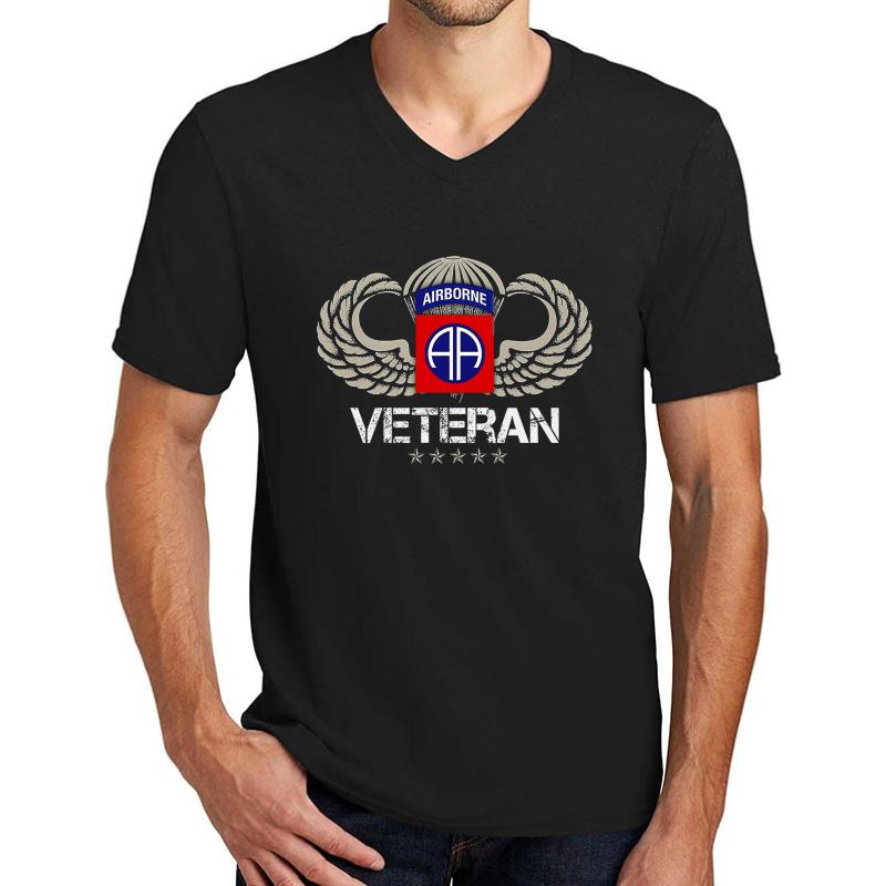 82Nd Airborne Division Us Paratrooper Army Veteran Unisex V-Neck T-Shirt Men Black