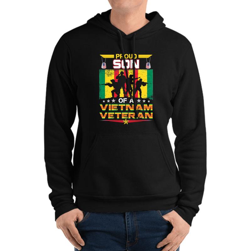 Us Military Family - Proud Son A Vietnam Veteran Unisex Hooded Sweatshirt Men Black