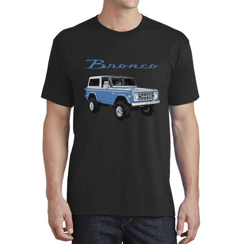 1975 Blue Classic Ford Bronco Unisex T-Shirt Men Black