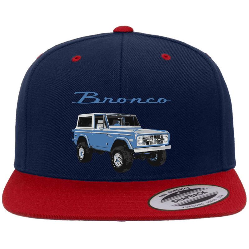 1975 Blue Classic Ford Bronco Premium Flat Bill Snapback Cap  Navy