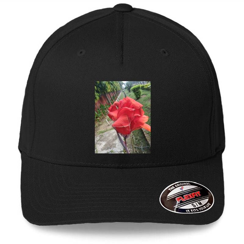 Beautiful Red Orange Flower Premium Flat Bill Snapback Caps