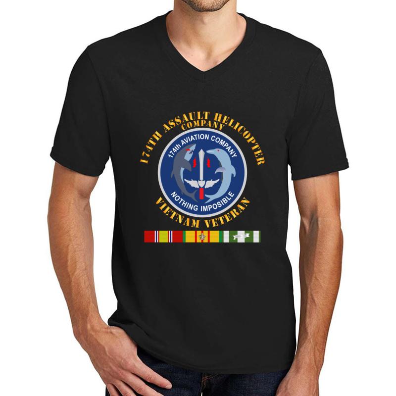 174Th Ahc Vietnam Vet W Vn Svc - 174Th Ahc Vietnam Unisex V-Neck T-Shirt Men Black