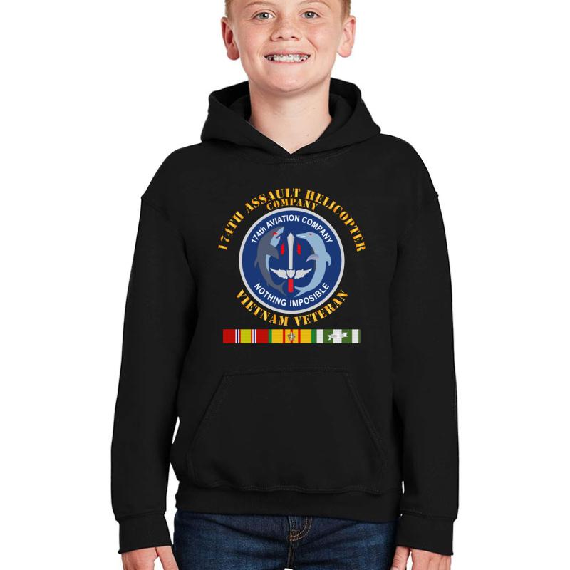 174Th Ahc Vietnam Vet W Vn Svc - 174Th Ahc Vietnam Youth Hooded Sweatshirt Boy Black