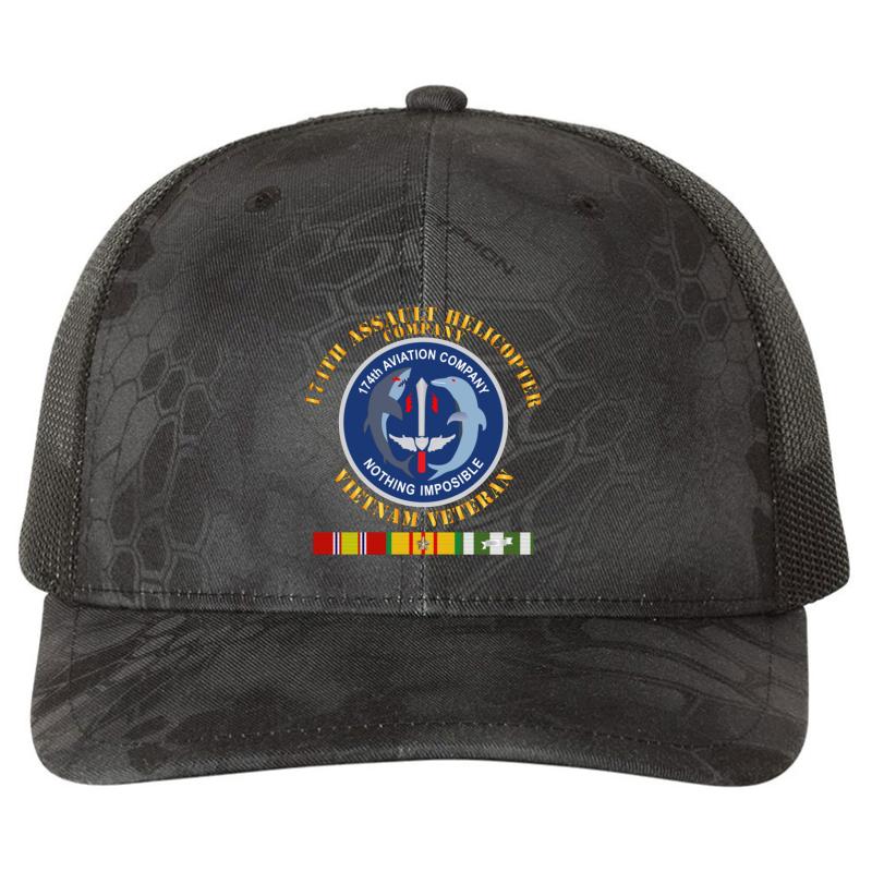 174Th Ahc Vietnam Vet W Vn Svc - 174Th Ahc Vietnam Richardson Premium Trucker Snapback Cap  Kryptek Typhon Black