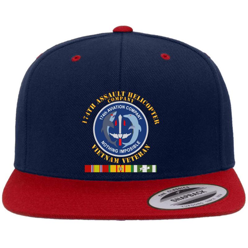 174Th Ahc Vietnam Vet W Vn Svc - 174Th Ahc Vietnam Premium Flat Bill Snapback Cap  Navy