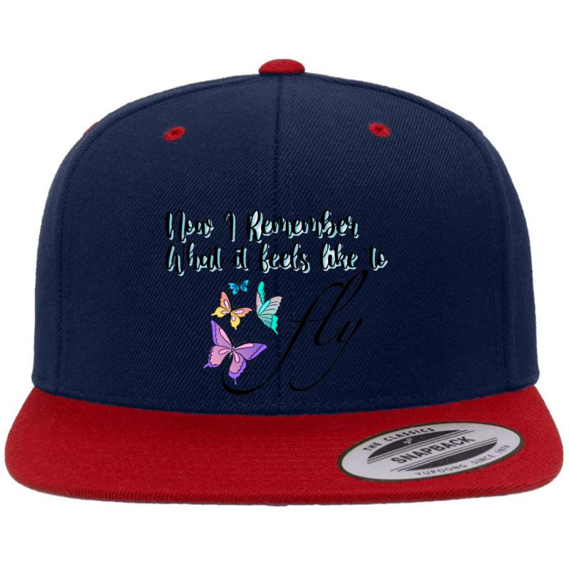 You Give Me Butterflies Premium Flat Bill Snapback Cap  Navy