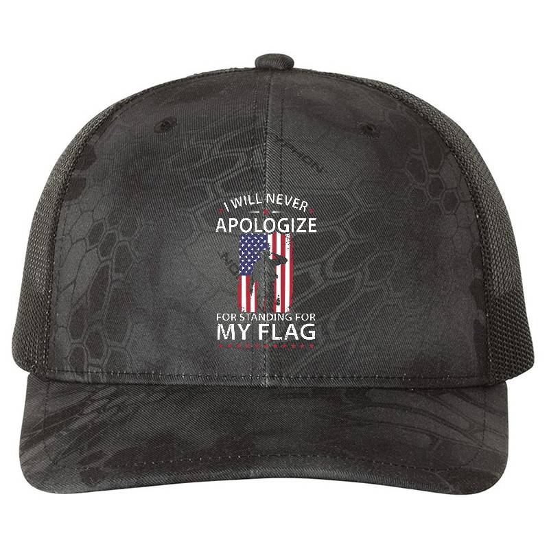 I will never apologize for standing for my flag Flexfit Baseball Caps
