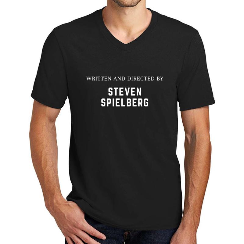 Written And Directed By Steven Spielberg Unisex V-Neck T-Shirt Men Black