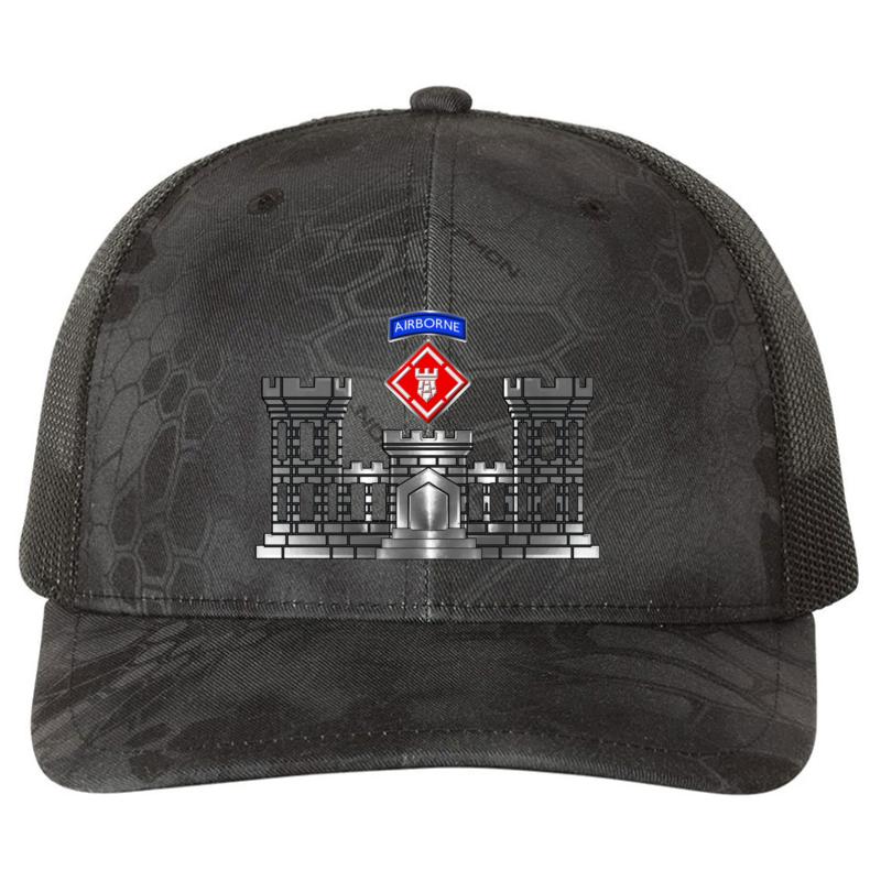 20Th Engineer Brigade-Airborne Castle Richardson Premium Trucker Snapback Cap  Kryptek Typhon Black