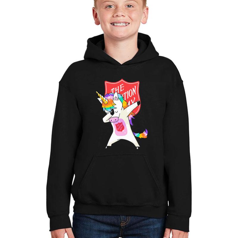 The Salvation Army Unicorn Dabbing Shirt Youth Hooded Sweatshirt Boy Black