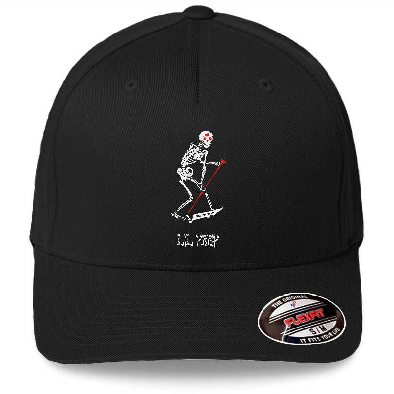 Lil Peep Skeleton Grim Reaper Tattoo And Official Design Premium Flat Bill Snapback Caps