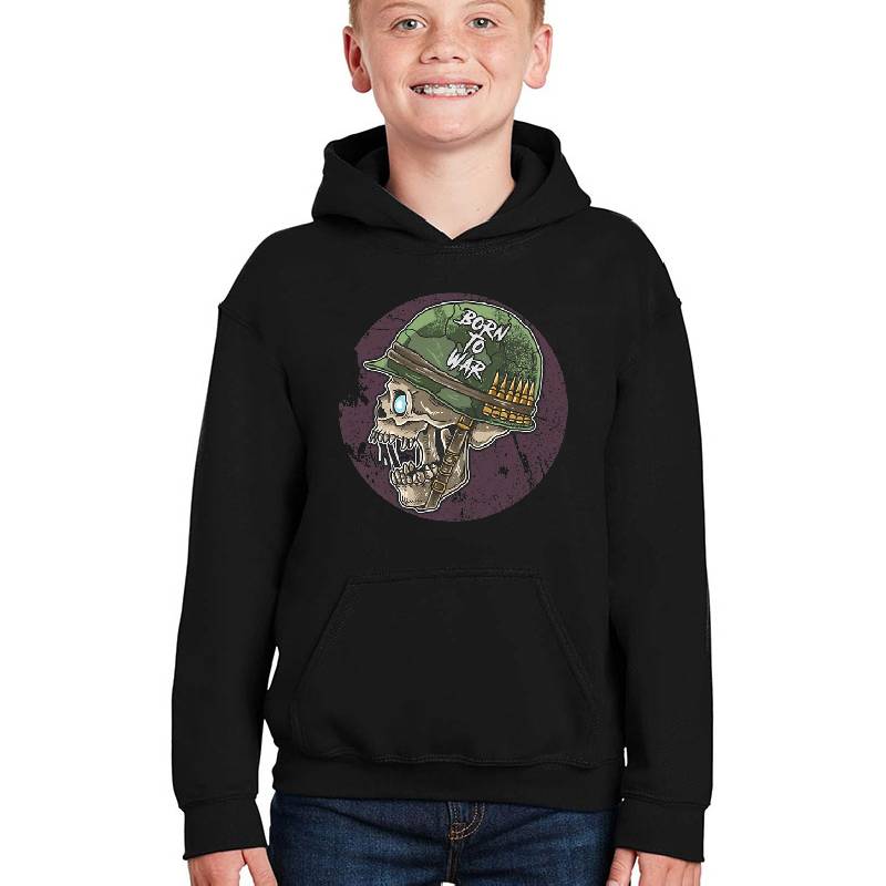 Skull zombie with soldier helmet Youth T-Shirts